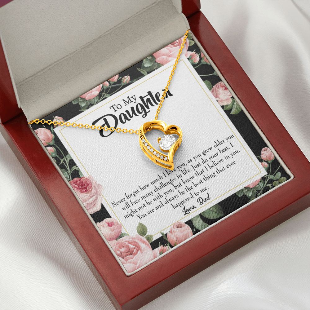 To My Daughter Best Thing From Dad Forever Necklace w Message Card-Express Your Love Gifts