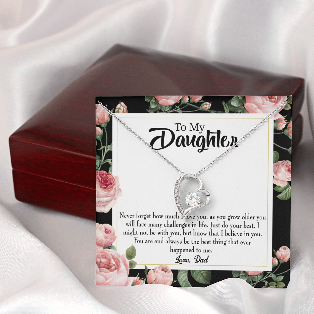 To My Daughter Best Thing From Dad Forever Necklace w Message Card-Express Your Love Gifts