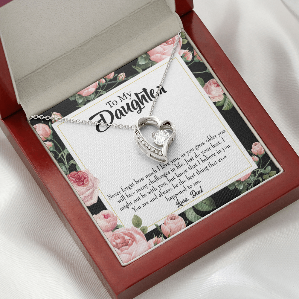 To My Daughter Best Thing From Dad Forever Necklace w Message Card-Express Your Love Gifts