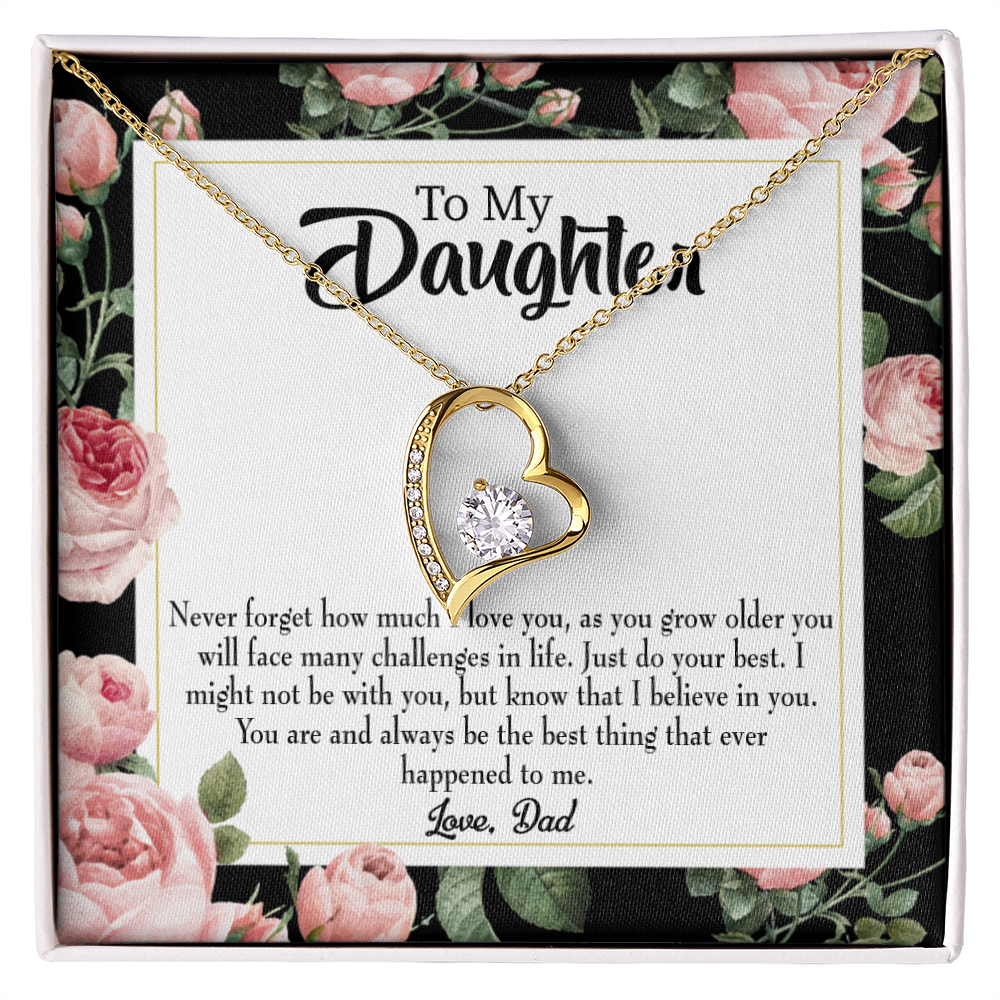 To My Daughter Best Thing From Dad Forever Necklace w Message Card-Express Your Love Gifts