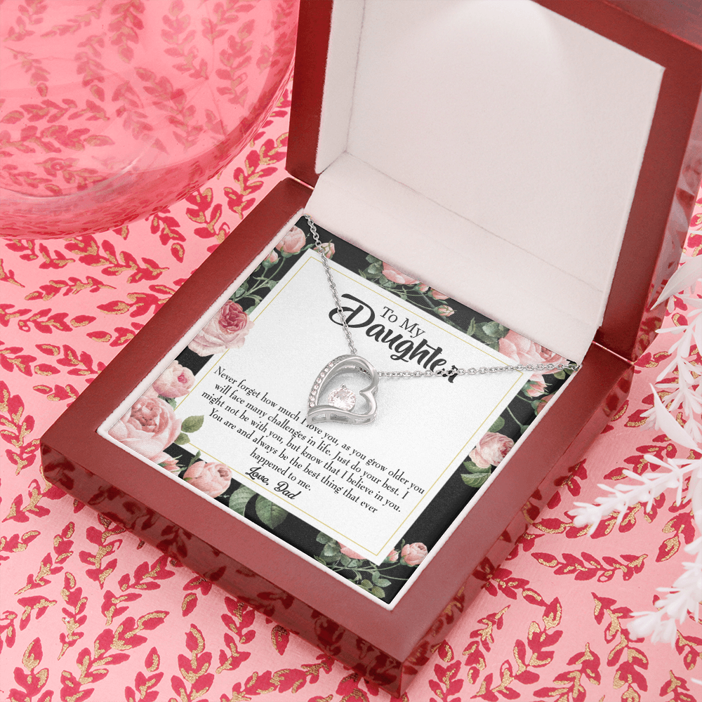 To My Daughter Best Thing From Dad Forever Necklace w Message Card-Express Your Love Gifts