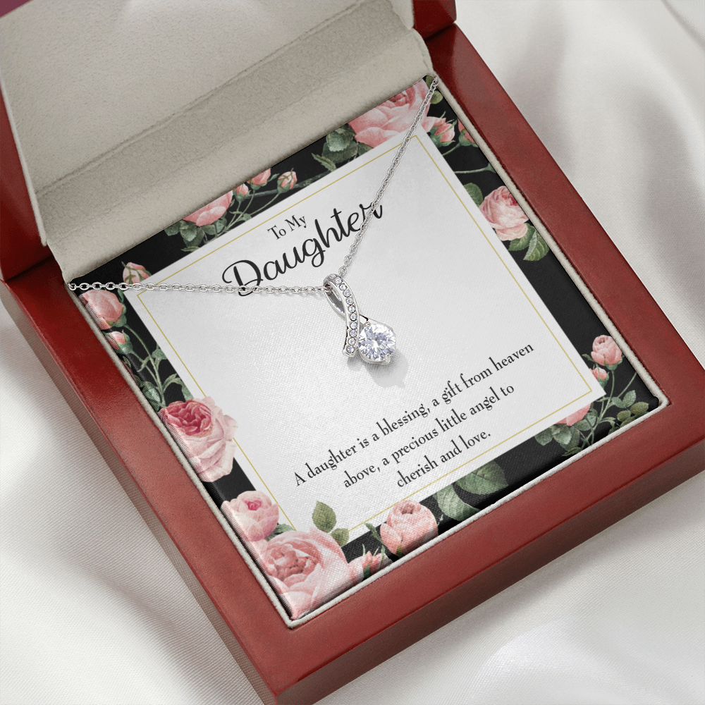To My Daughter Blessing From Heaven Alluring Ribbon Necklace Message Card-Express Your Love Gifts