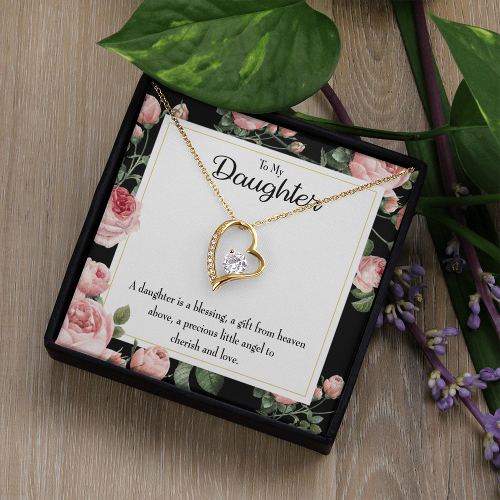To My Daughter Blessing From Heaven Forever Necklace w Message Card-Express Your Love Gifts