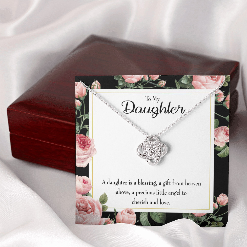 To My Daughter Blessing From Heaven Infinity Knot Necklace Message Card-Express Your Love Gifts
