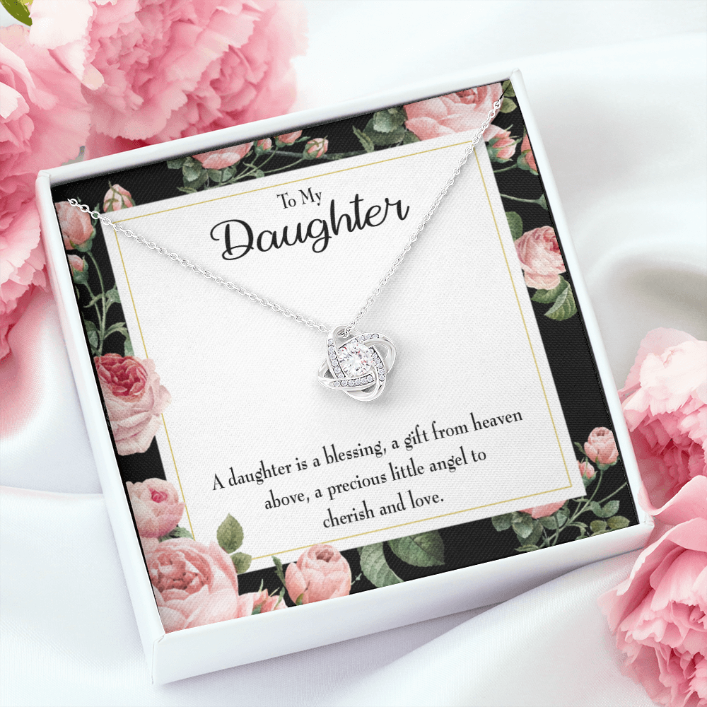 To My Daughter Blessing From Heaven Infinity Knot Necklace Message Card-Express Your Love Gifts