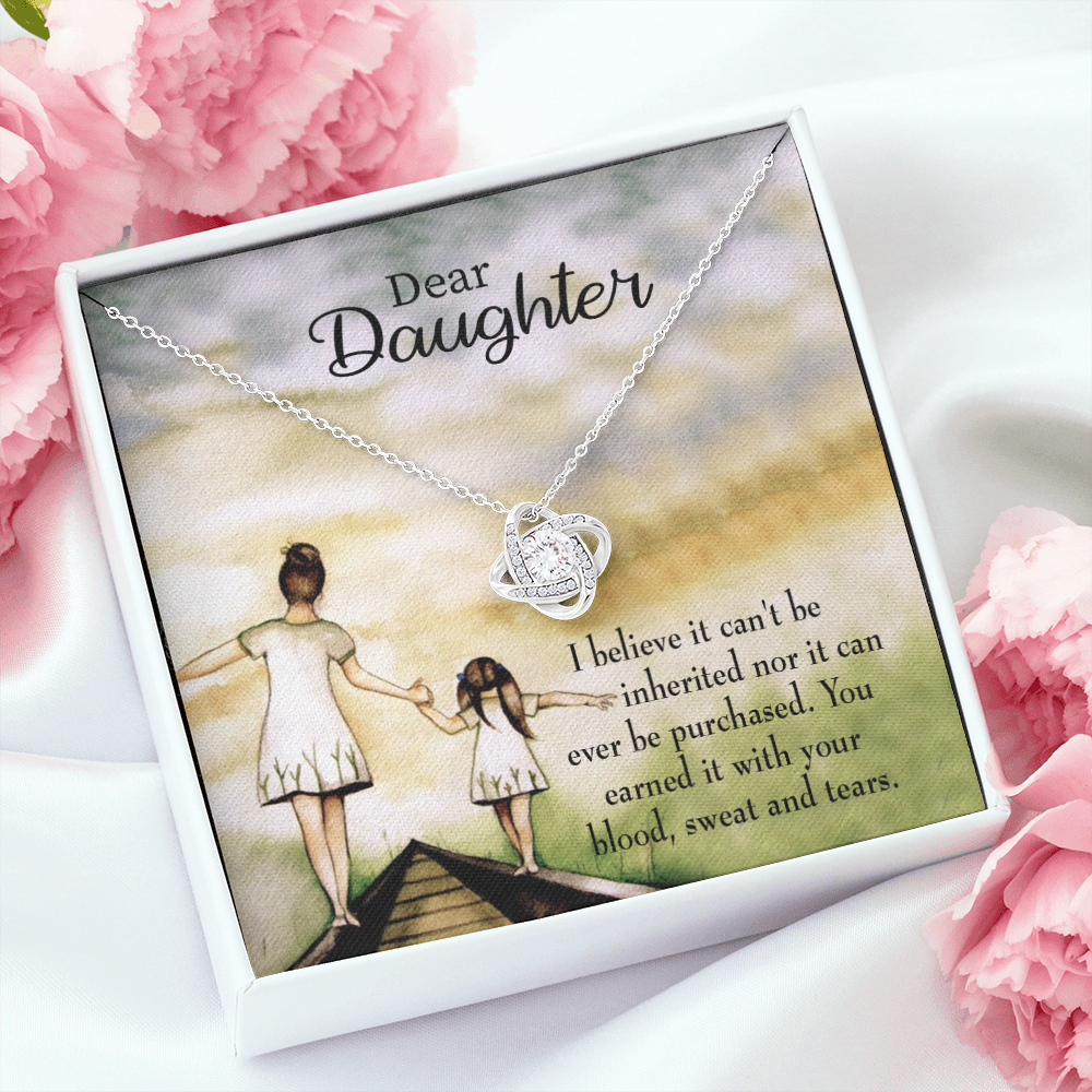 To My Daughter Blood Sweat and Tears From Mom Infinity Knot Necklace Message Card-Express Your Love Gifts