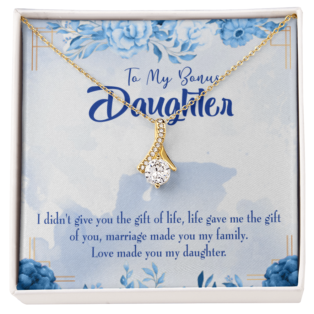 To My Daughter Bonus Daughter Alluring Ribbon Necklace Message Card-Express Your Love Gifts