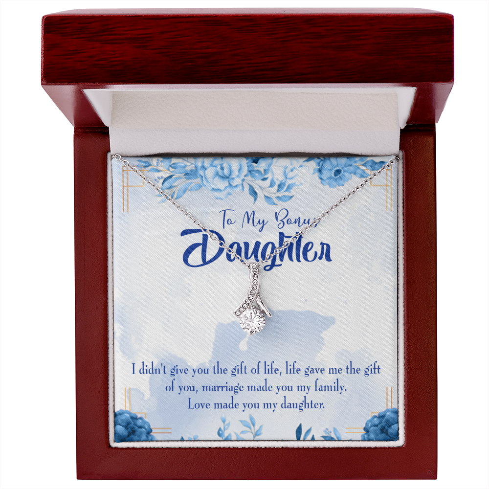 To My Daughter Bonus Daughter Alluring Ribbon Necklace Message Card-Express Your Love Gifts