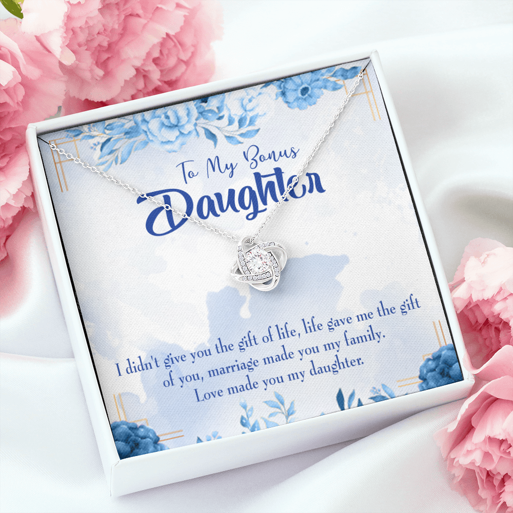 To My Daughter Bonus Daughter Infinity Knot Necklace Message Card-Express Your Love Gifts