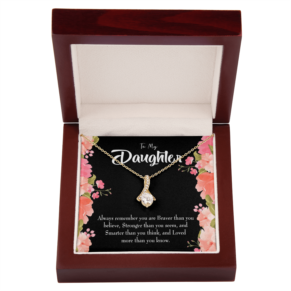 To My Daughter Braver Stronger and Smarter Alluring Ribbon Necklace Message Card-Express Your Love Gifts