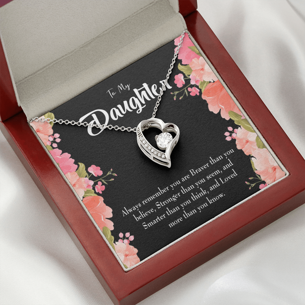To My Daughter Braver Stronger and Smarter Forever Necklace w Message Card-Express Your Love Gifts