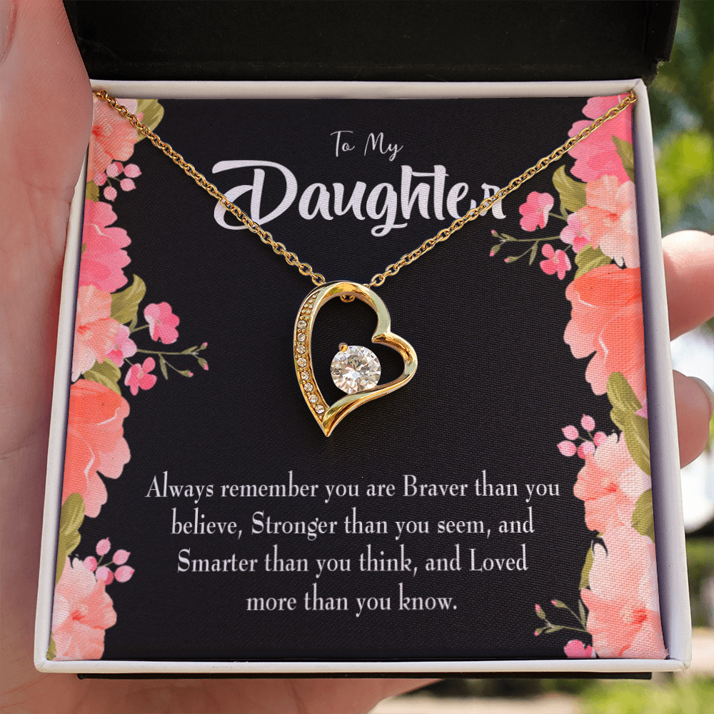 To My Daughter Braver Stronger and Smarter Forever Necklace w Message Card-Express Your Love Gifts