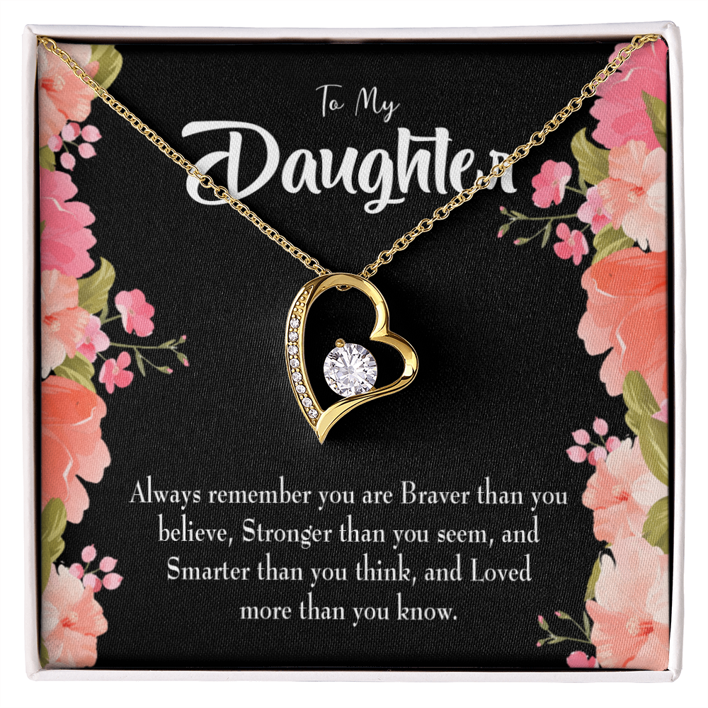 To My Daughter Braver Stronger and Smarter Forever Necklace w Message Card-Express Your Love Gifts