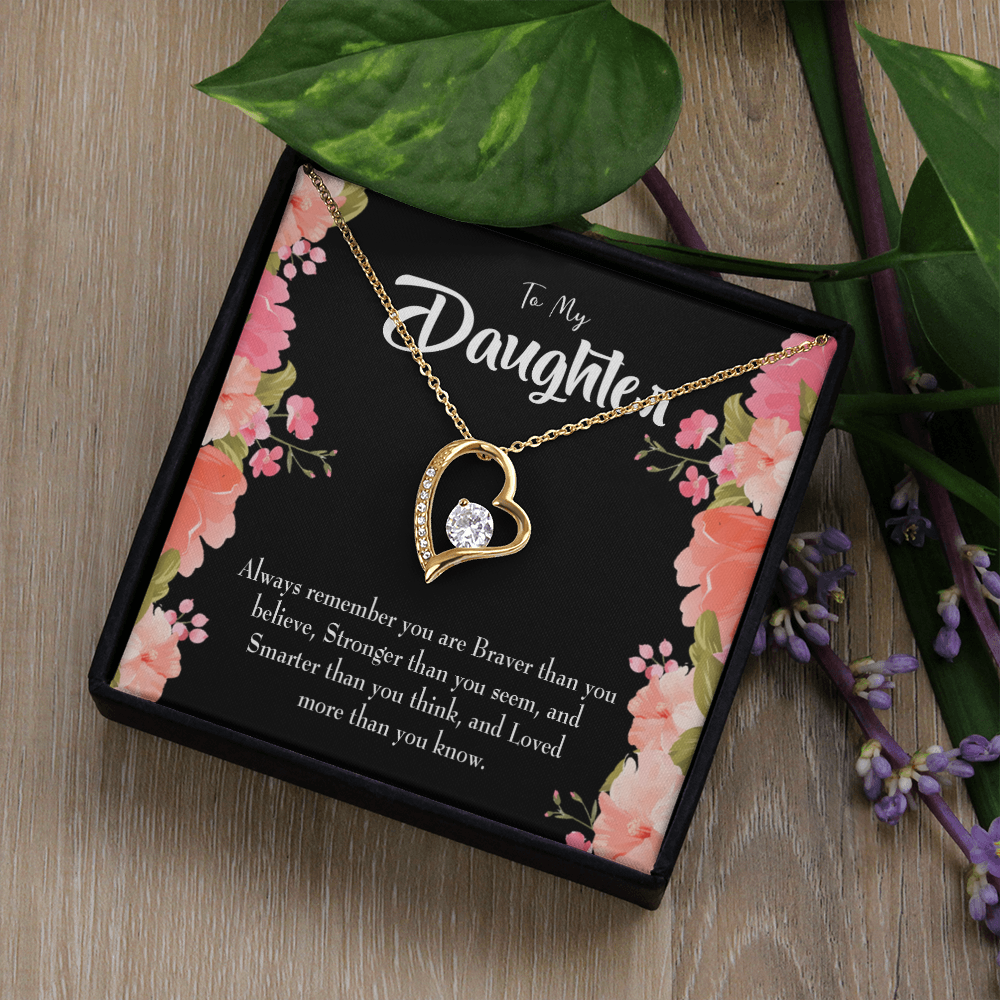 To My Daughter Braver Stronger and Smarter Forever Necklace w Message Card-Express Your Love Gifts