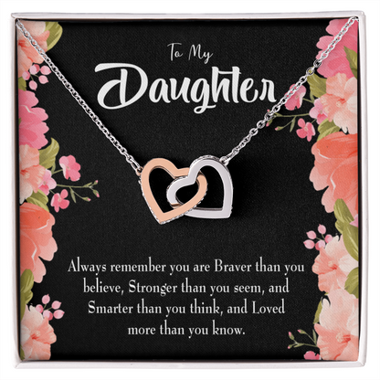 To My Daughter Braver Stronger and Smarter Inseparable Necklace-Express Your Love Gifts