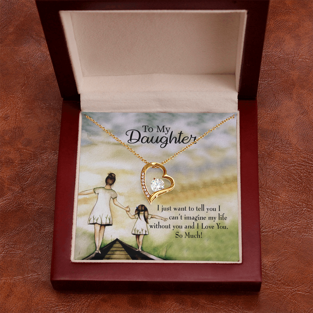 To My Daughter Can't Imagine My Life Without You From Mom Forever Necklace w Message Card-Express Your Love Gifts