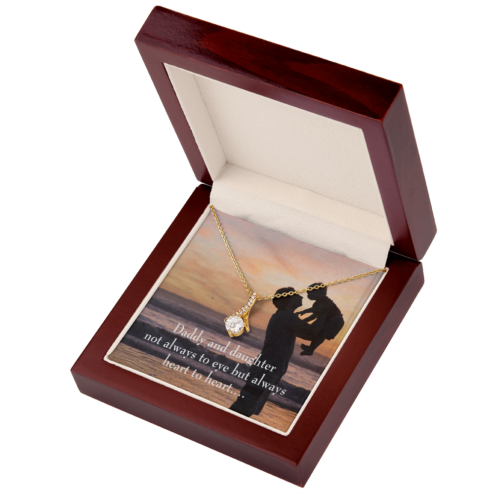 To My Daughter Dad and Daughter Heart to Heart Alluring Ribbon Necklace Message Card-Express Your Love Gifts