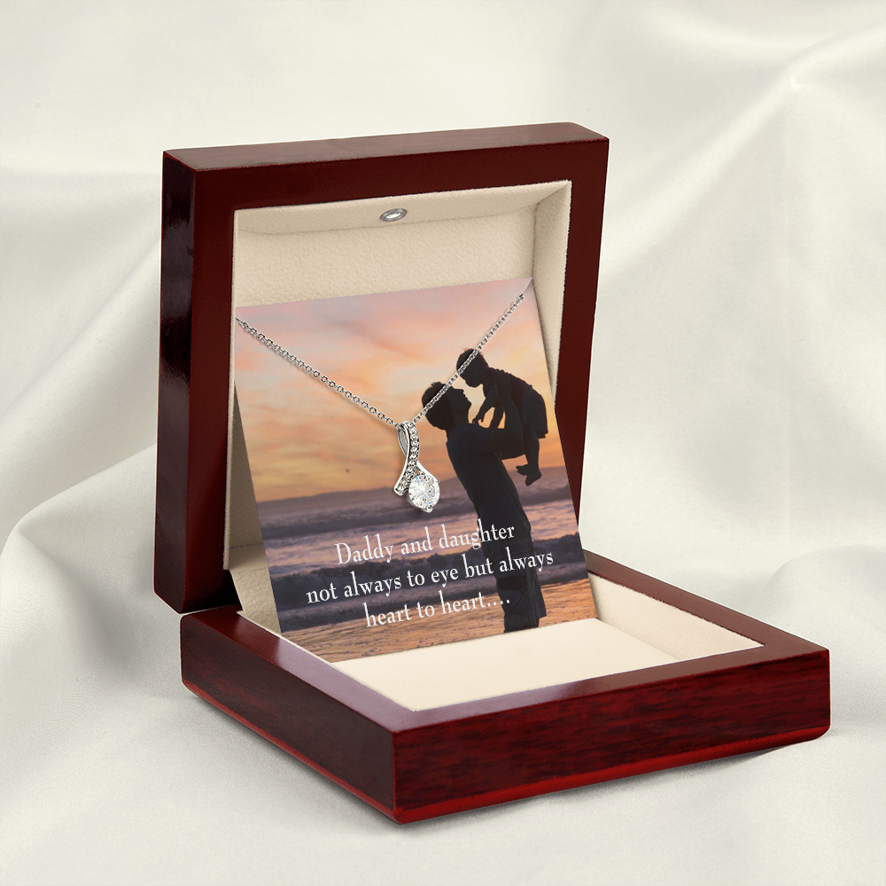 To My Daughter Dad and Daughter Heart to Heart Alluring Ribbon Necklace Message Card-Express Your Love Gifts