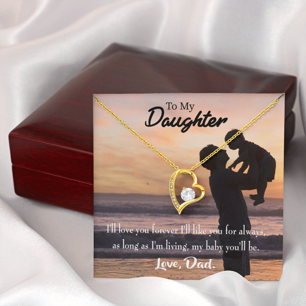 To My Daughter Dad Loves You Forever Forever Necklace w Message Card-Express Your Love Gifts