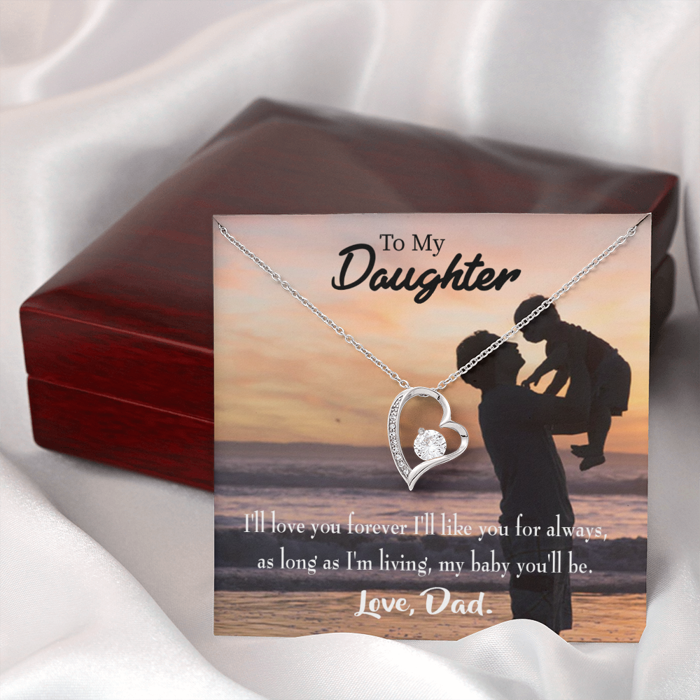 To My Daughter Dad Loves You Forever Forever Necklace w Message Card-Express Your Love Gifts