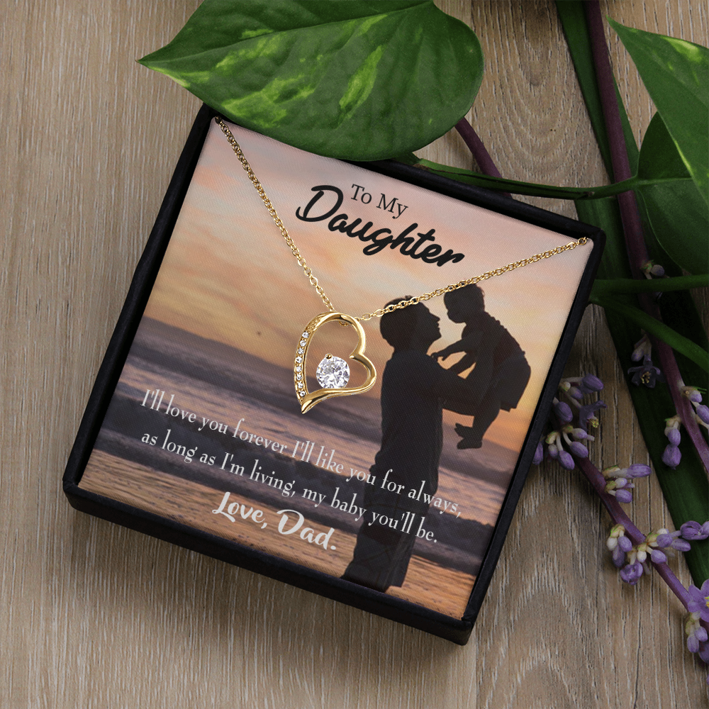 To My Daughter Dad Loves You Forever Forever Necklace w Message Card-Express Your Love Gifts