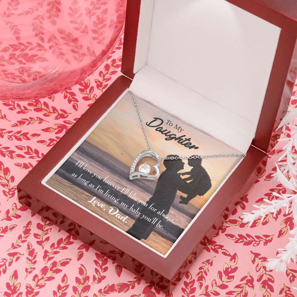 To My Daughter Dad Loves You Forever Forever Necklace w Message Card-Express Your Love Gifts