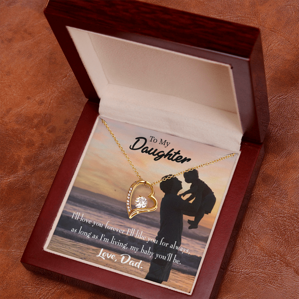 To My Daughter Dad Loves You Forever Forever Necklace w Message Card-Express Your Love Gifts