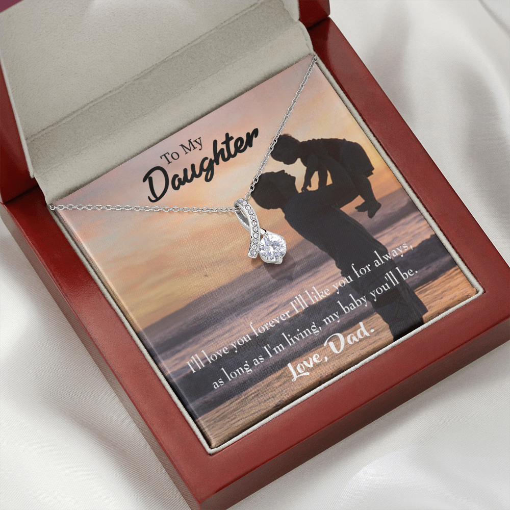 To My Daughter Dad Loves You Forever From Dad Alluring Ribbon Necklace Message Card-Express Your Love Gifts