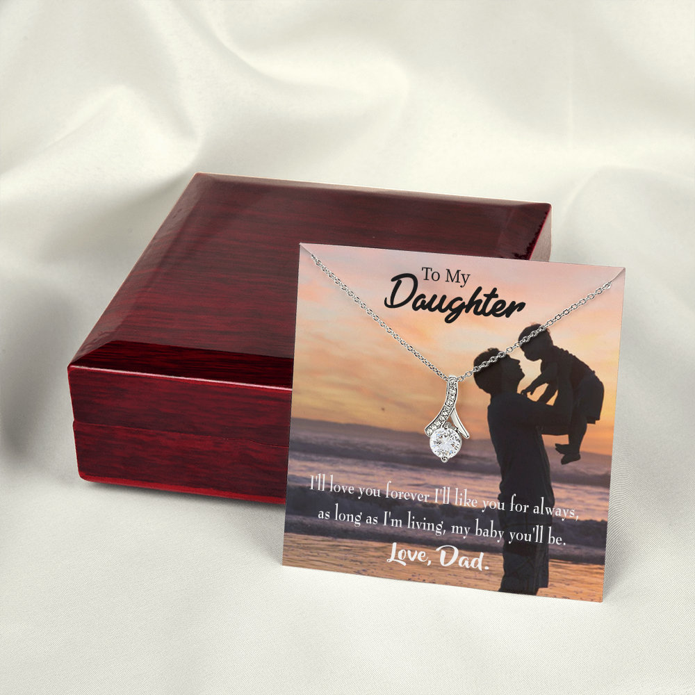 To My Daughter Dad Loves You Forever From Dad Alluring Ribbon Necklace Message Card-Express Your Love Gifts