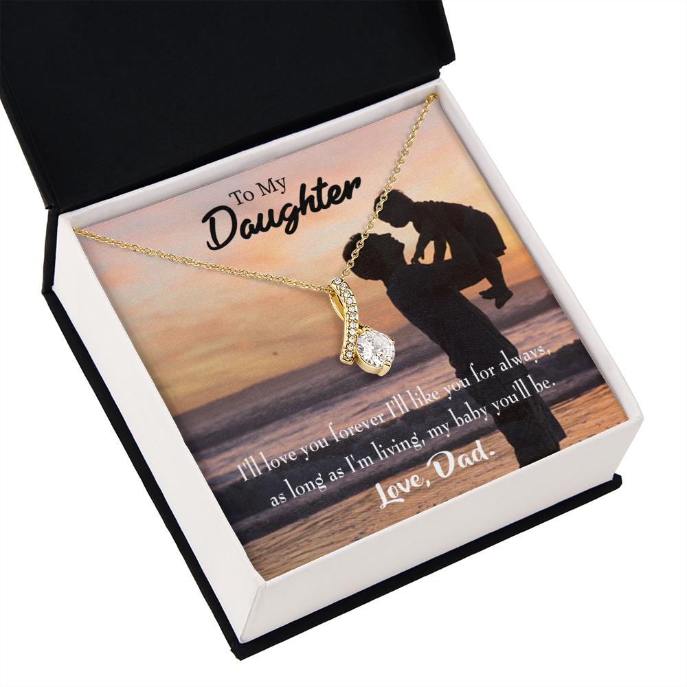 To My Daughter Dad Loves You Forever From Dad Alluring Ribbon Necklace Message Card-Express Your Love Gifts