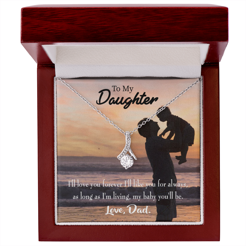 To My Daughter Dad Loves You Forever From Dad Alluring Ribbon Necklace Message Card-Express Your Love Gifts