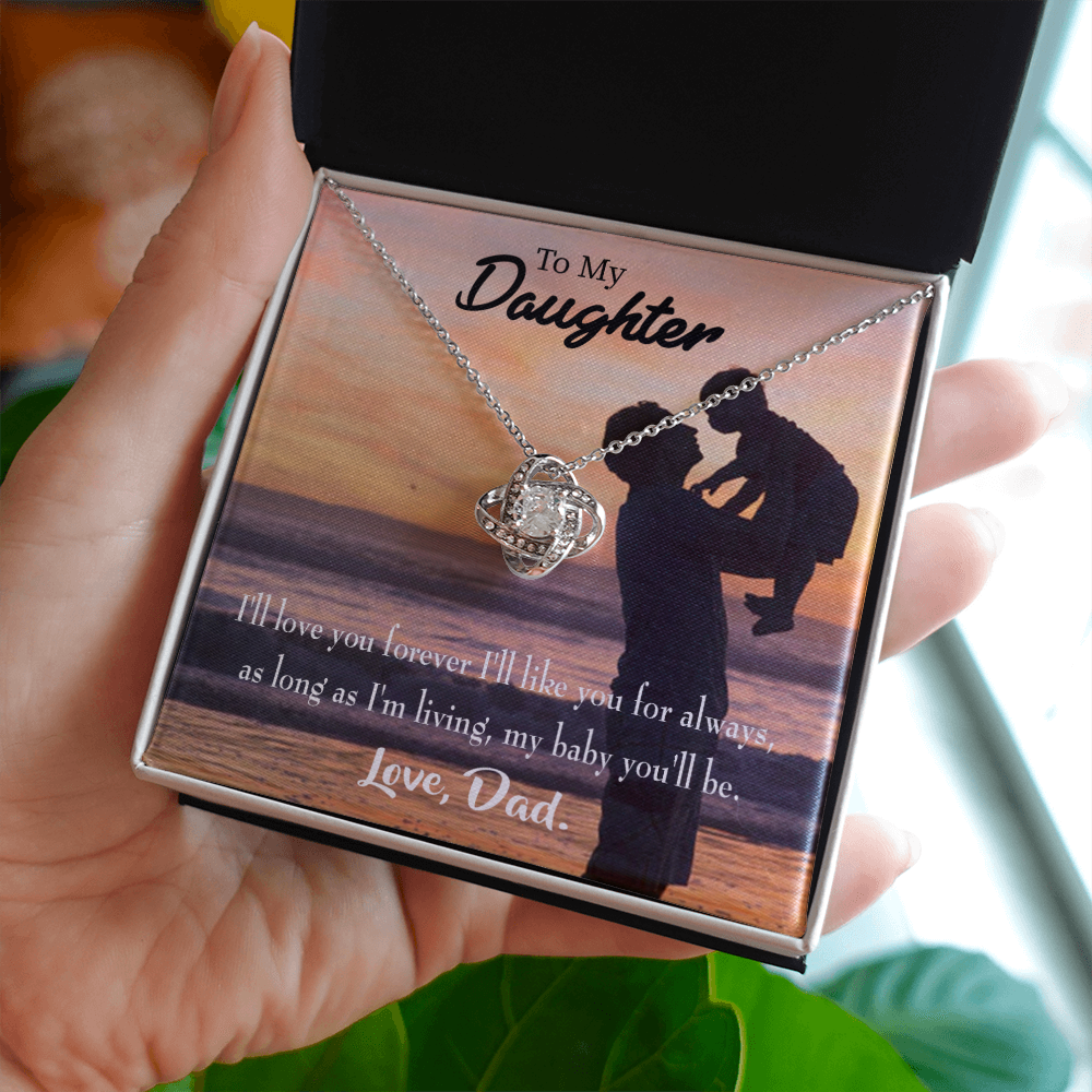 To My Daughter Dad Loves You Forever Infinity Knot Necklace Message Card-Express Your Love Gifts