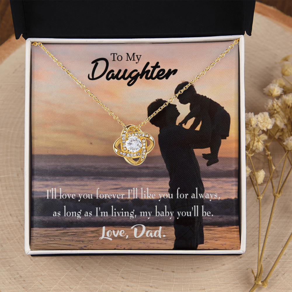 To My Daughter Dad Loves You Forever Infinity Knot Necklace Message Card-Express Your Love Gifts