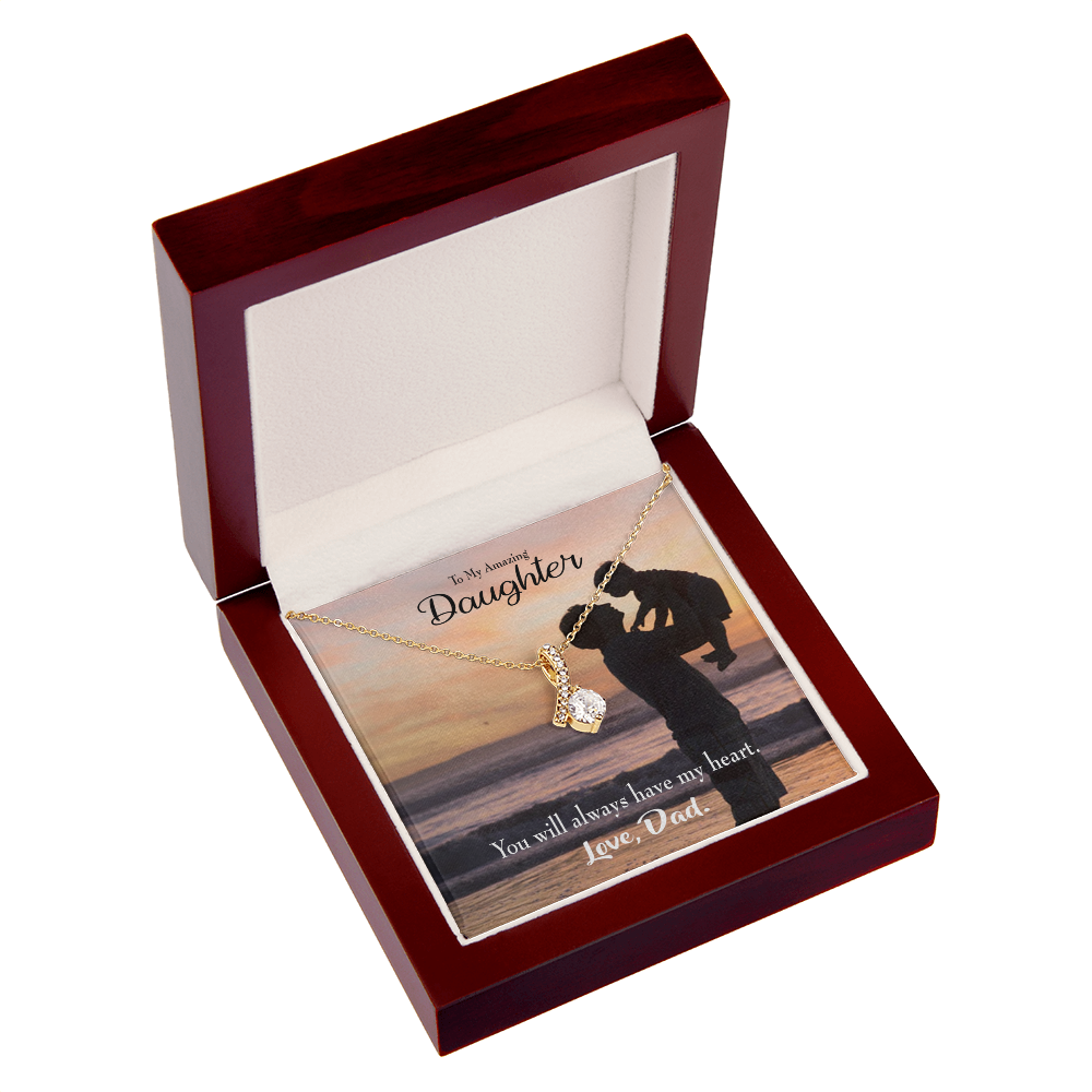 To My Daughter Dad's Amazing Daughter Alluring Ribbon Necklace Message Card-Express Your Love Gifts