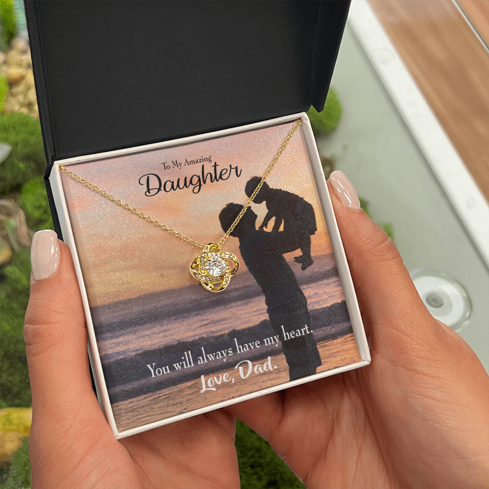 To My Daughter Dad's Amazing Daughter Infinity Knot Necklace Message Card-Express Your Love Gifts