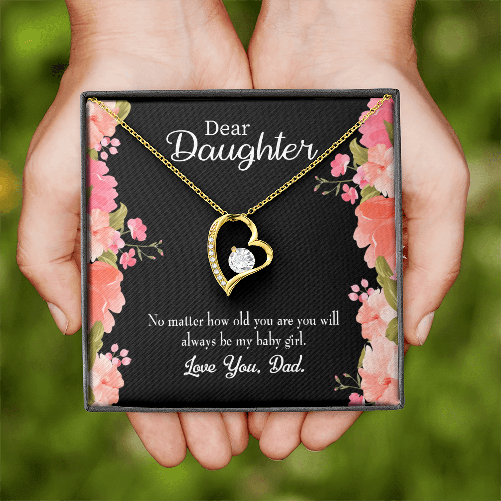 To My Daughter Dad's Baby Girl Forever Necklace w Message Card-Express Your Love Gifts