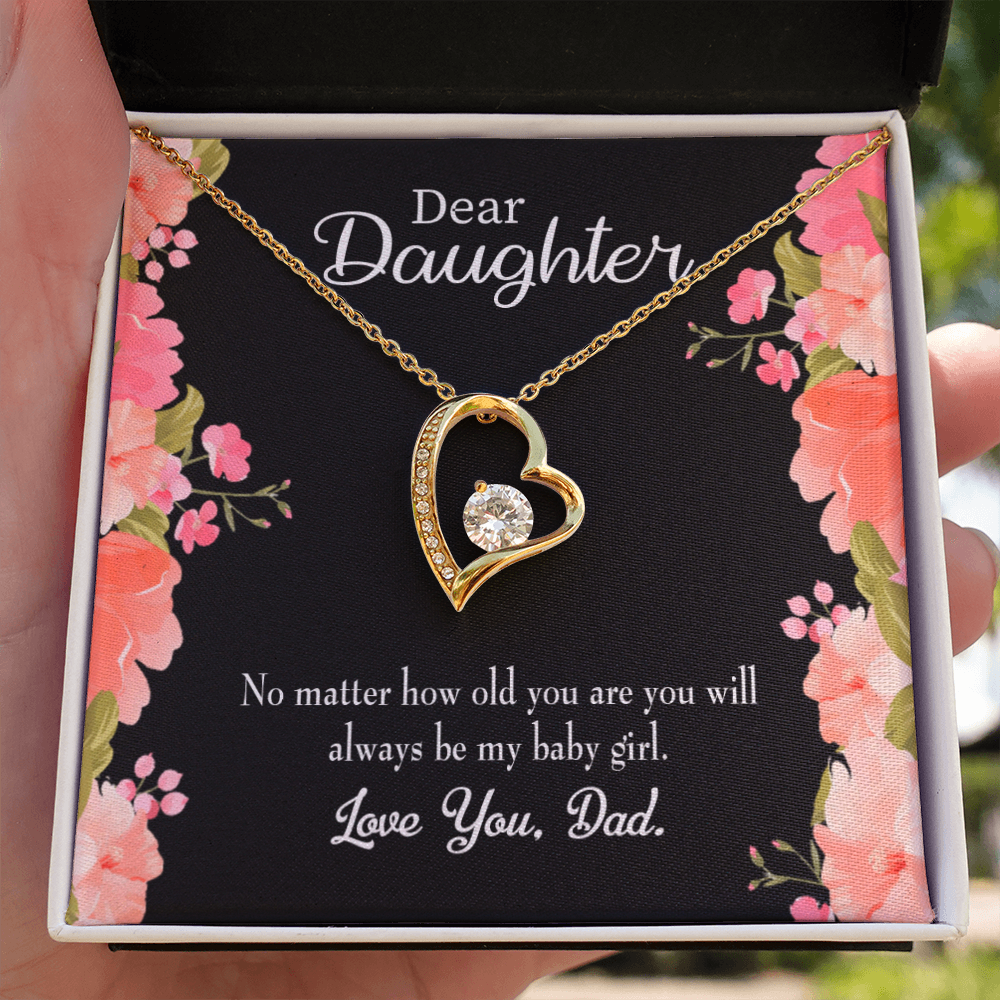 To My Daughter Dad's Baby Girl Forever Necklace w Message Card-Express Your Love Gifts