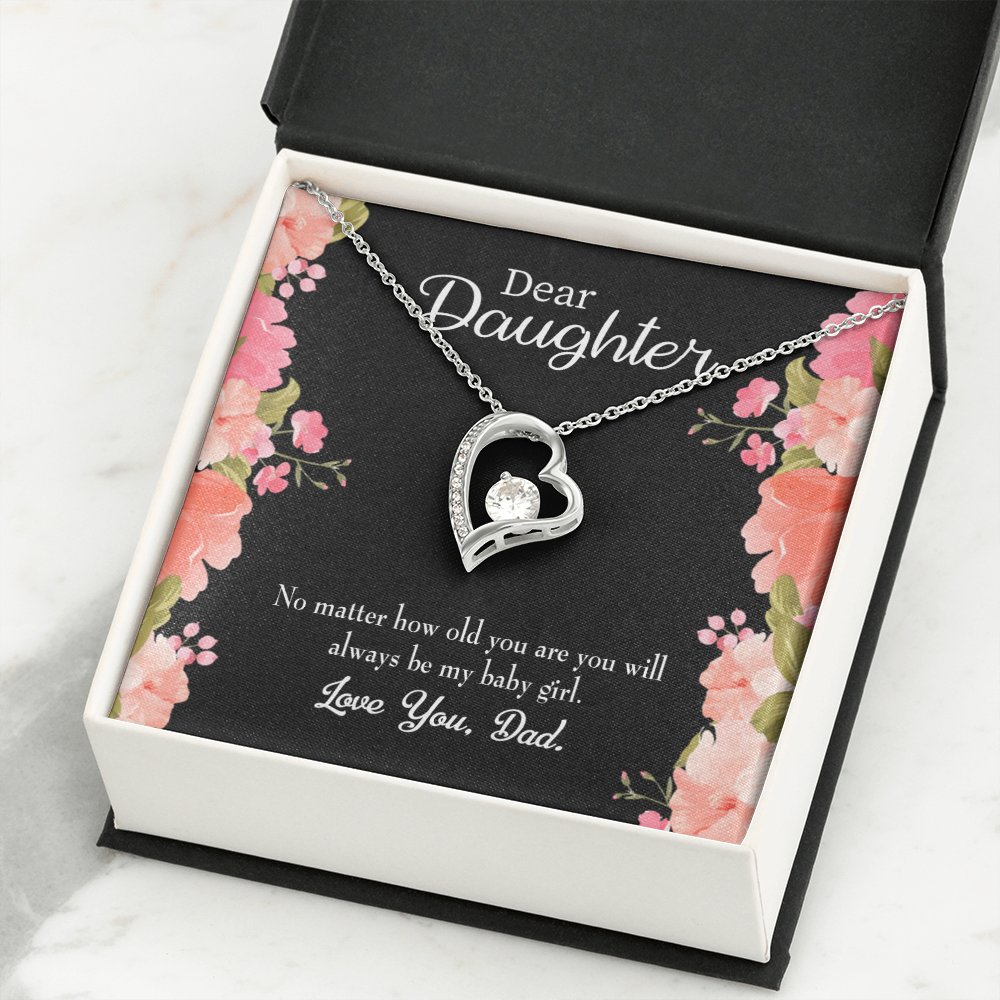To My Daughter Dad's Baby Girl Forever Necklace w Message Card-Express Your Love Gifts