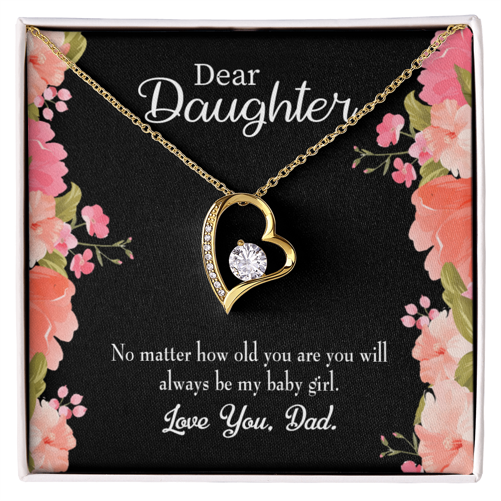To My Daughter Dad's Baby Girl Forever Necklace w Message Card-Express Your Love Gifts