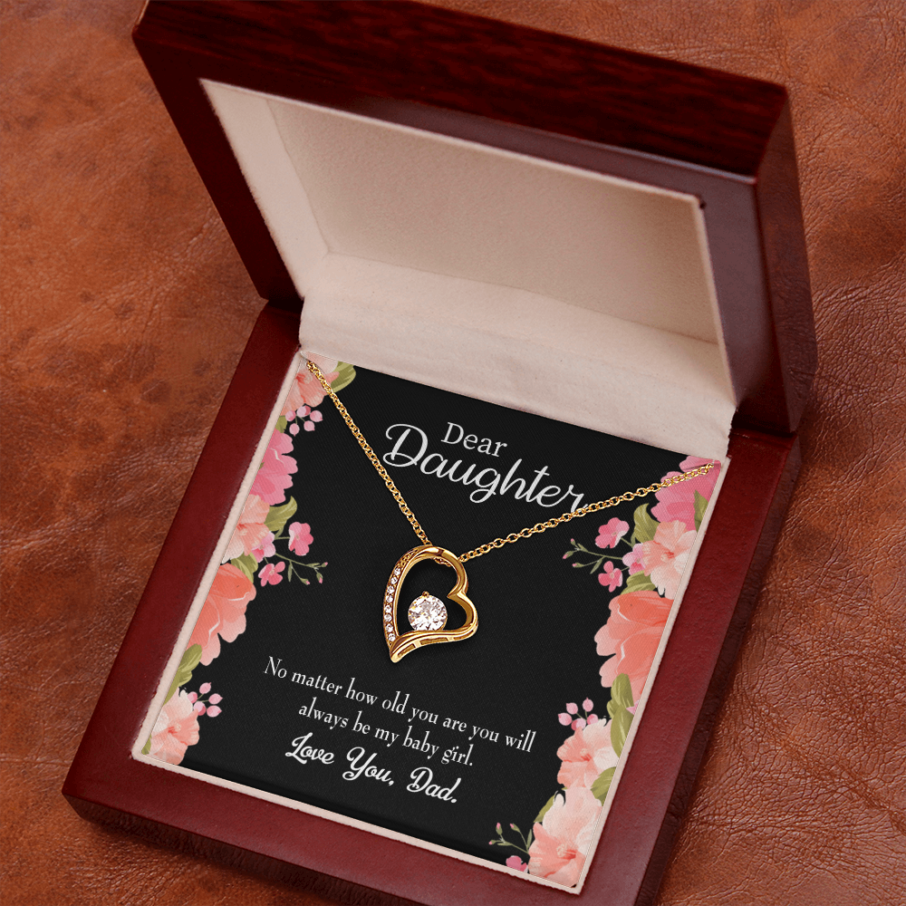 To My Daughter Dad's Baby Girl Forever Necklace w Message Card-Express Your Love Gifts