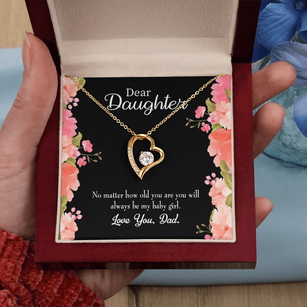 To My Daughter Dad's Baby Girl Forever Necklace w Message Card-Express Your Love Gifts