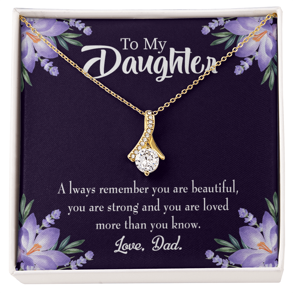 To My Daughter Dad's Beautiful Daughter Alluring Ribbon Necklace Message Card-Express Your Love Gifts