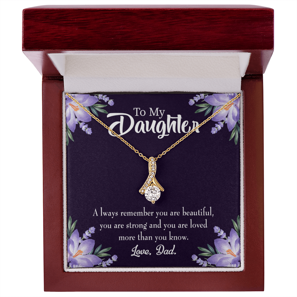 To My Daughter Dad's Beautiful Daughter Alluring Ribbon Necklace Message Card-Express Your Love Gifts