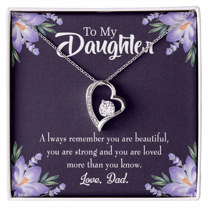 To My Daughter Dad's Beautiful Daughter Forever Necklace w Message Card-Express Your Love Gifts