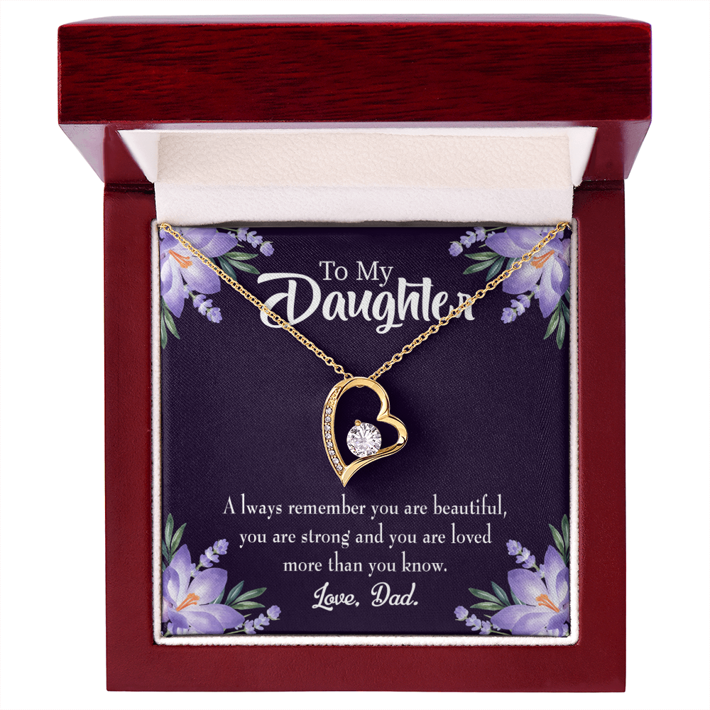 To My Daughter Dad's Beautiful Daughter Forever Necklace w Message Card-Express Your Love Gifts