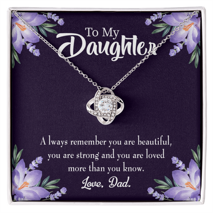 To My Daughter Dad's Beautiful Daughter Infinity Knot Necklace Message Card-Express Your Love Gifts