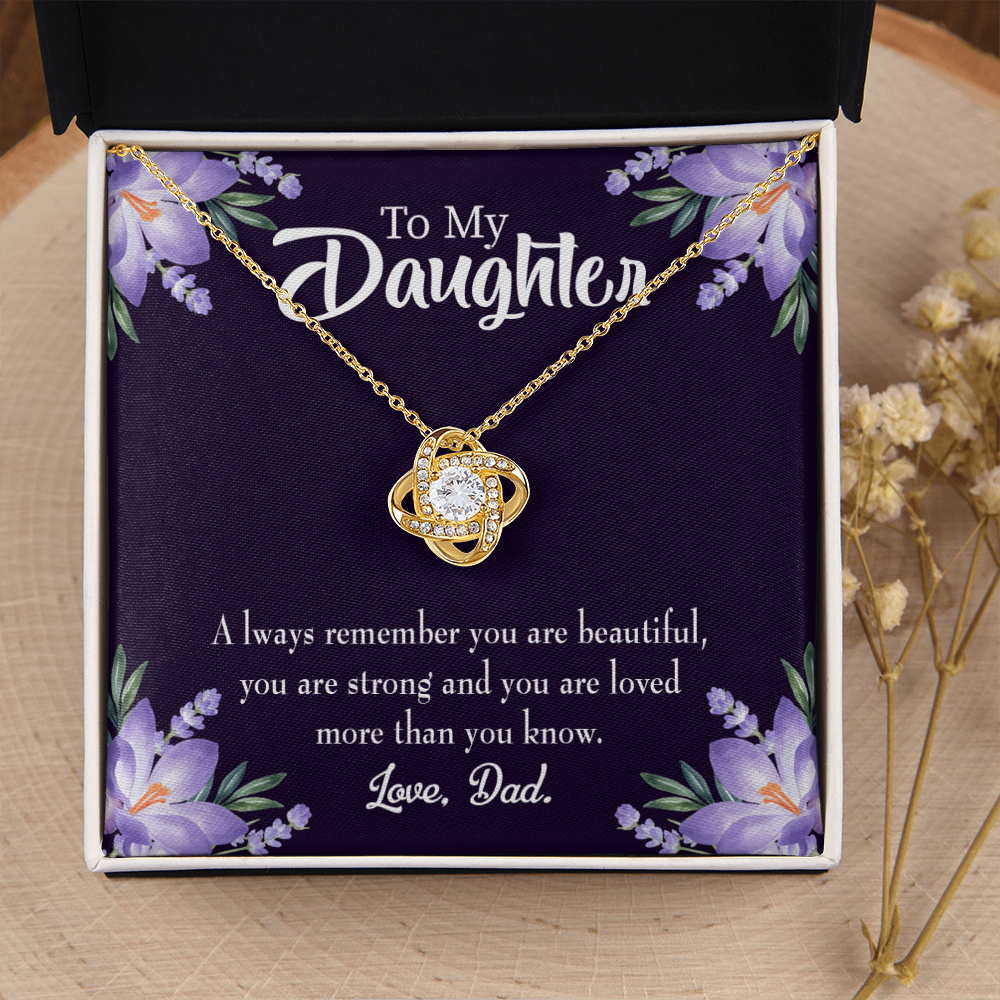 To My Daughter Dad's Beautiful Daughter Infinity Knot Necklace Message Card-Express Your Love Gifts