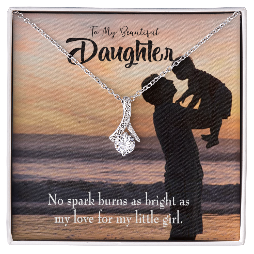 To My Daughter Dad's Bright Love Alluring Ribbon Necklace Message Card-Express Your Love Gifts