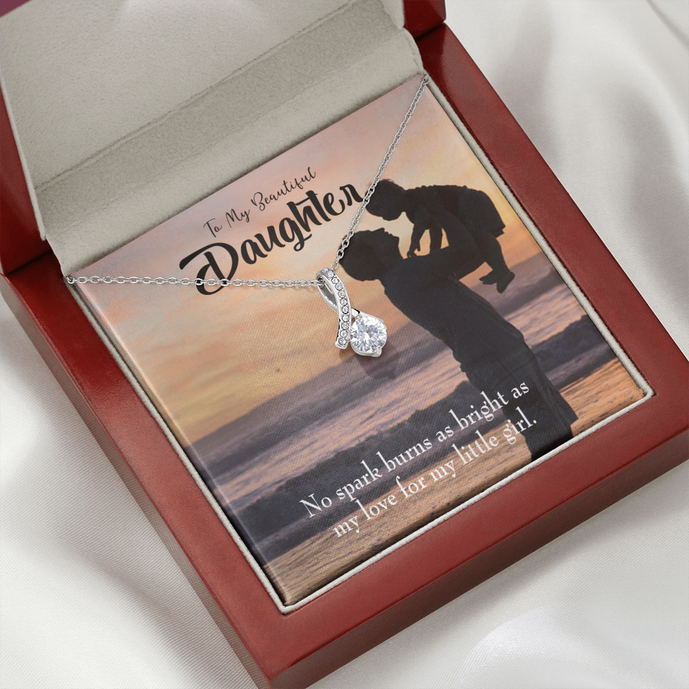 To My Daughter Dad's Bright Love Alluring Ribbon Necklace Message Card-Express Your Love Gifts