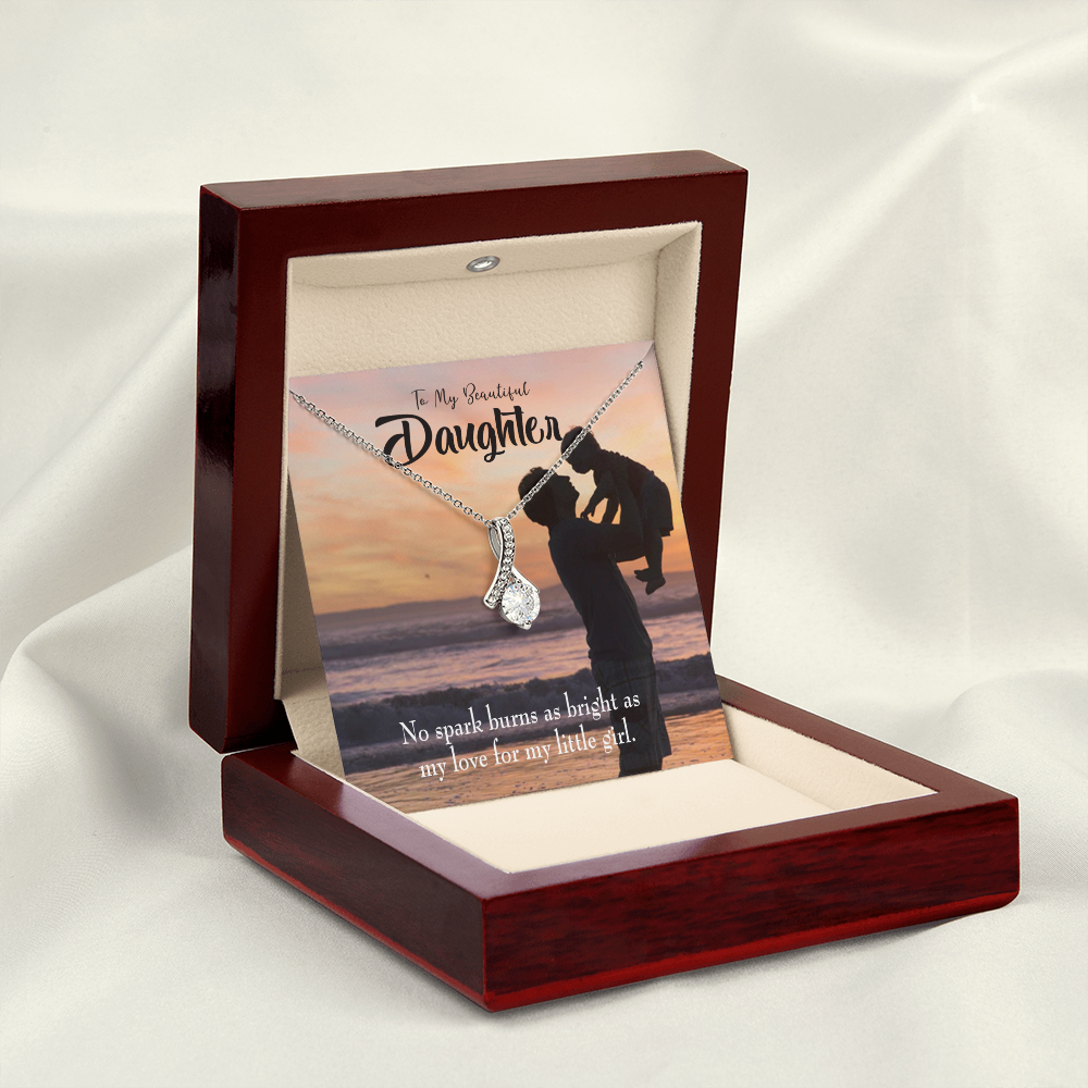 To My Daughter Dad's Bright Love Alluring Ribbon Necklace Message Card-Express Your Love Gifts